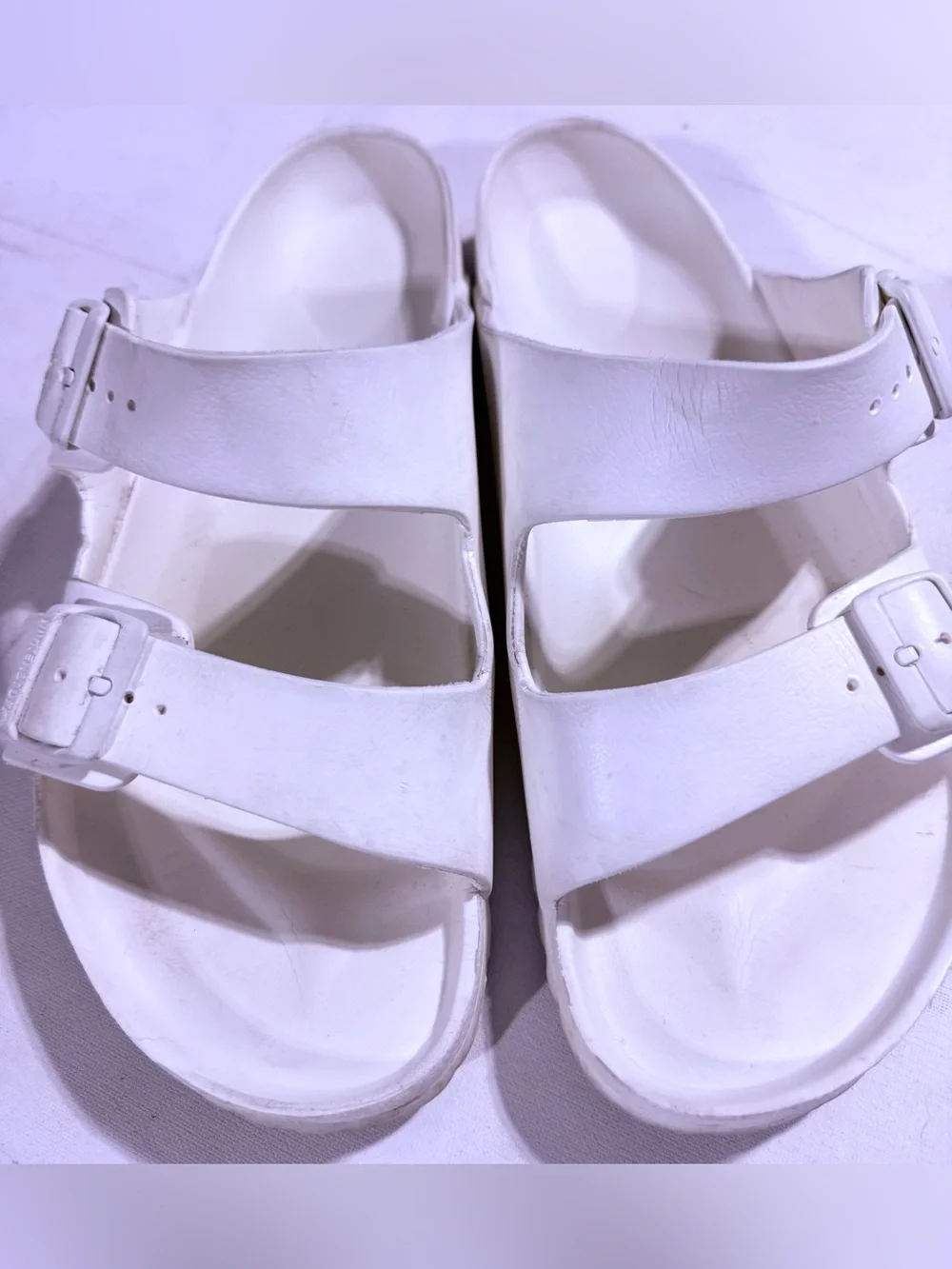 Birkenstock Arizona White Double-Strap Men’s Slide Sandals Size-46